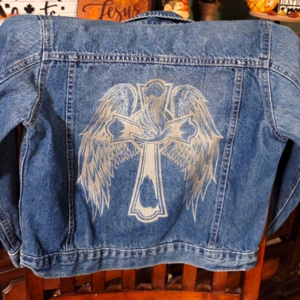 Engraved denim jacket